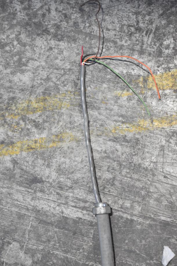 Hobart commercial corner pass-through dishwasher wiring, copper and insulated wires visible, fair condition.