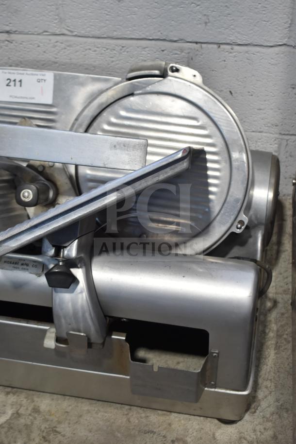 Hobart 1712 Commercial Countertop Meat Slicer, 115V, 1 Phase. Metal construction, visible control knobs.