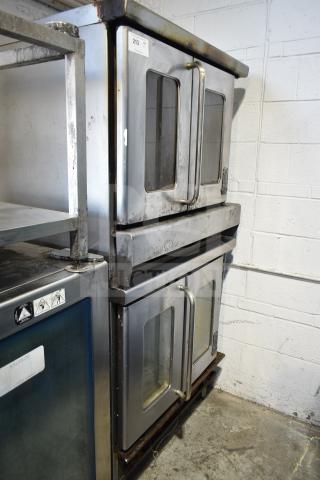 2 Montague full-size convection ovens with view-through doors, thermostatic controls; used condition, visible wear.