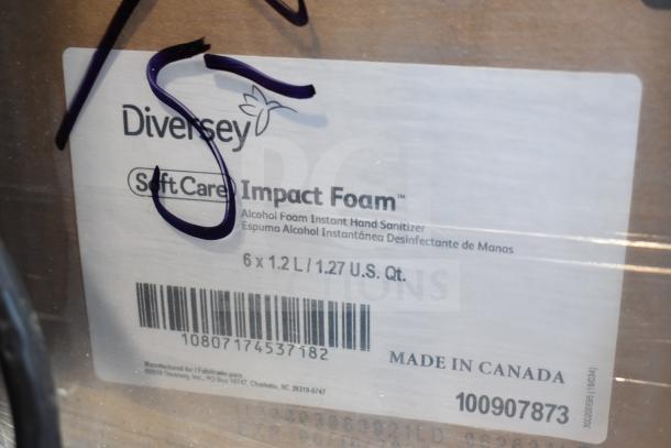 47 boxes of Diversey SoftCare Impact Foam Alcohol Hand Sanitizer, 6 bottles per box, each 1.2L, made in Canada.