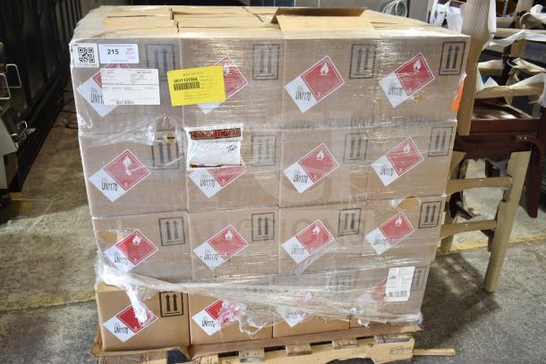48 boxes of Diversey SoftCare Impact Foam Hand Sanitizer, alcohol-based, on a pallet. New, shipping labels visible.