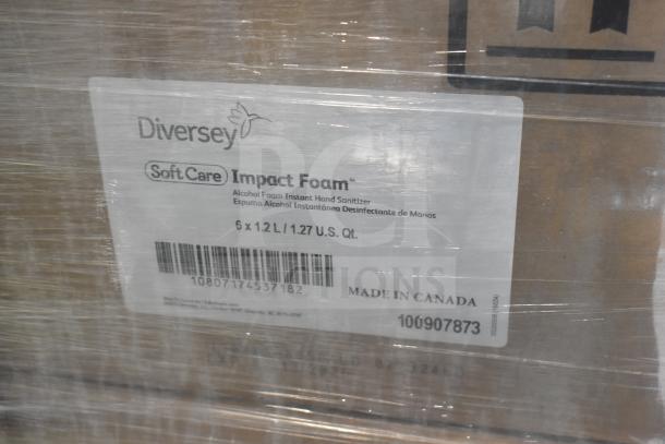 48 boxes of Diversey SoftCare Impact Foam Hand Sanitizer, 6x1.2L bottles per box, alcohol formula, new condition.