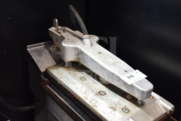 2019 Garland CXPB12 electric clamshell griddle, 208-240V, 3-phase. Used condition. Auction tag marked "216."