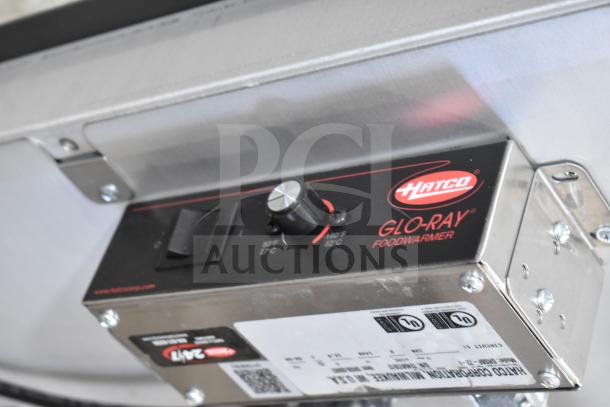 Hatco GRSBF-72-I Glo-Ray 73.5" x 21" built-in heated shelf warmer with flush top, features control panel with temperature knob.