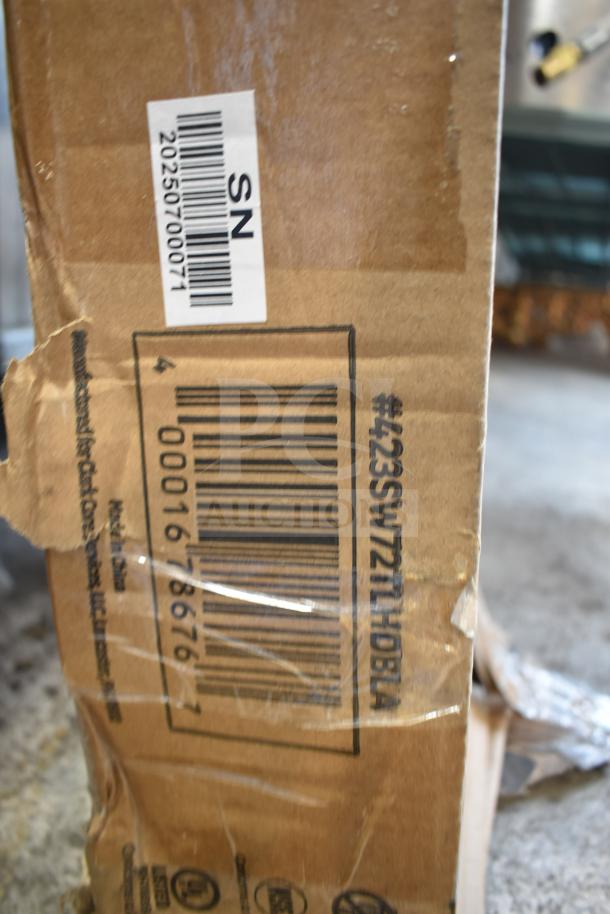 Brand new, scratch and dent 2025 ServIt 72" Lighted Double Strip Warmer, dual toggle controls, 120V, 1 phase, carton view.