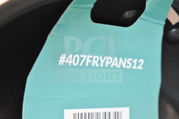 6 brand new Choice 12" aluminum non-stick fry pans, model #407FRYPANS12, in scratch and dent condition.