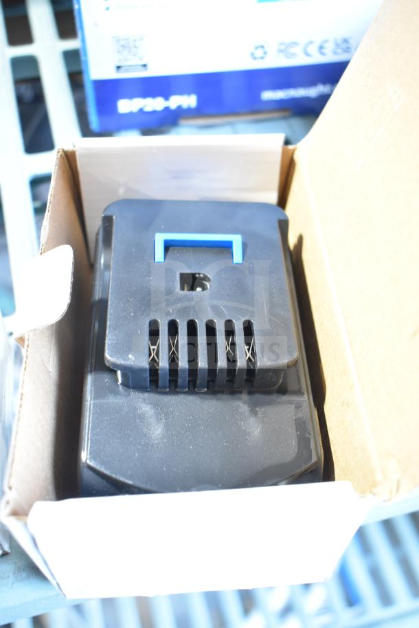 Brand new Avantco 177PRGMTR2 motor for hot dog roller grills, 120V, in box with 2 BPB-20AH batteries.