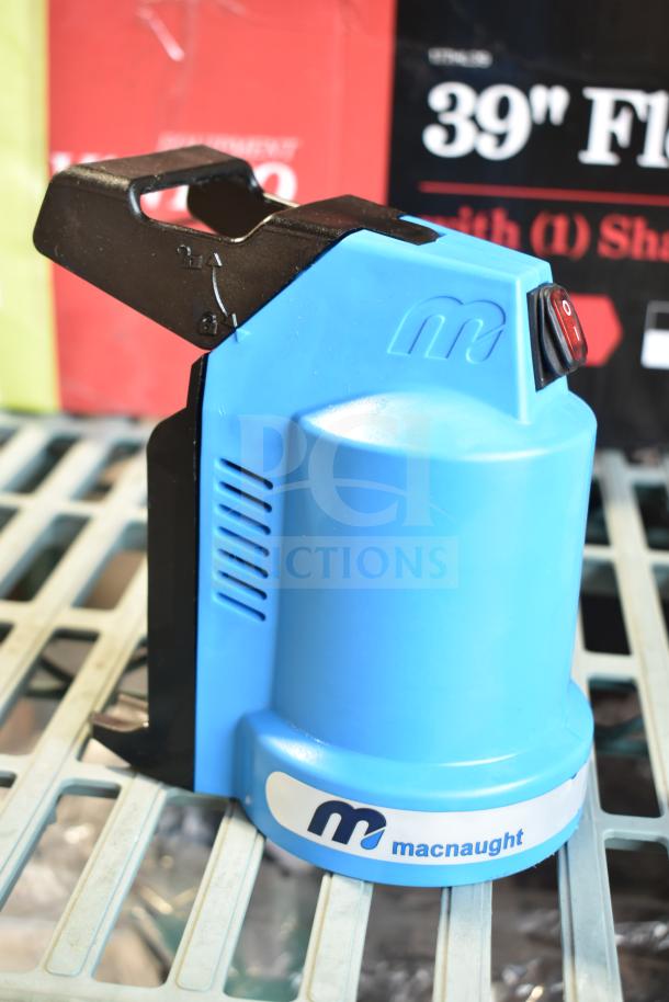BRAND NEW Macnaught BP20-PH BOP Power Head, blue, minor scratches, branded logo, on/off switch visible.