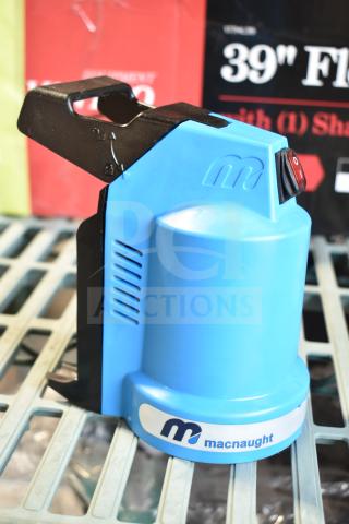 BRAND NEW Macnaught BP20-PH BOP Power Head, blue, minor scratches, branded logo, on/off switch visible.