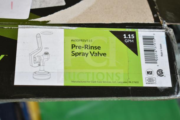Brand new 600PRSV115 1.15 GPM pre-rinse spray valve, black, in box with NSF certification, slight box damage.