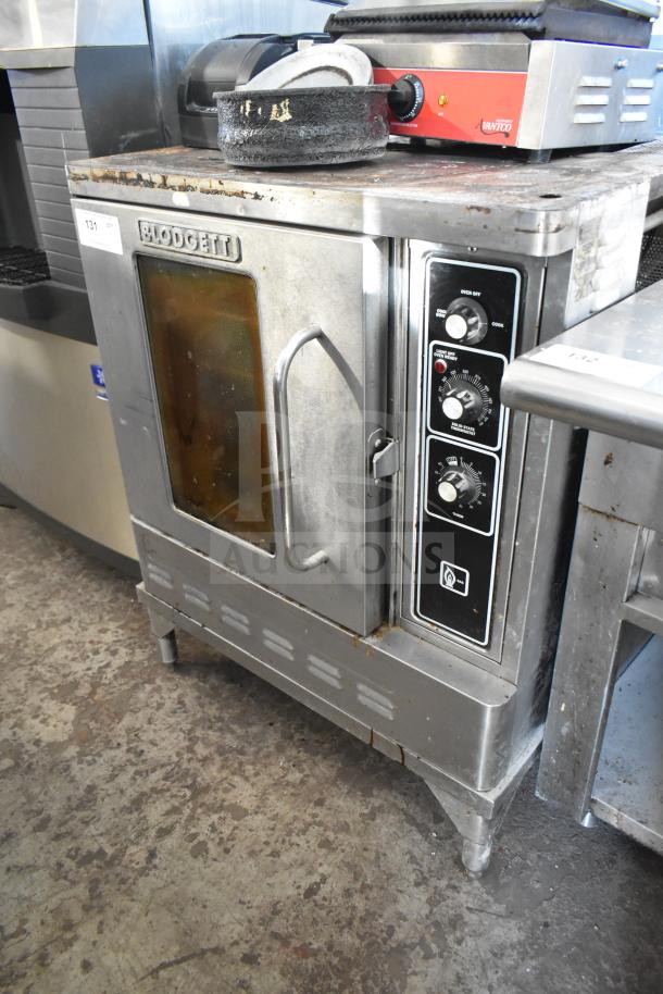 Blodgett commercial gas convection oven, half-size, view-through door, thermostatic controls, used condition.