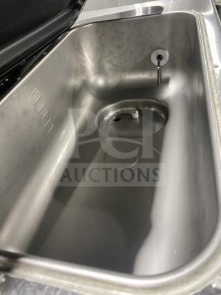 Taylor 342D-27 stainless steel frozen drink machine interior, pristine condition, shown open. Features double flavor capability.