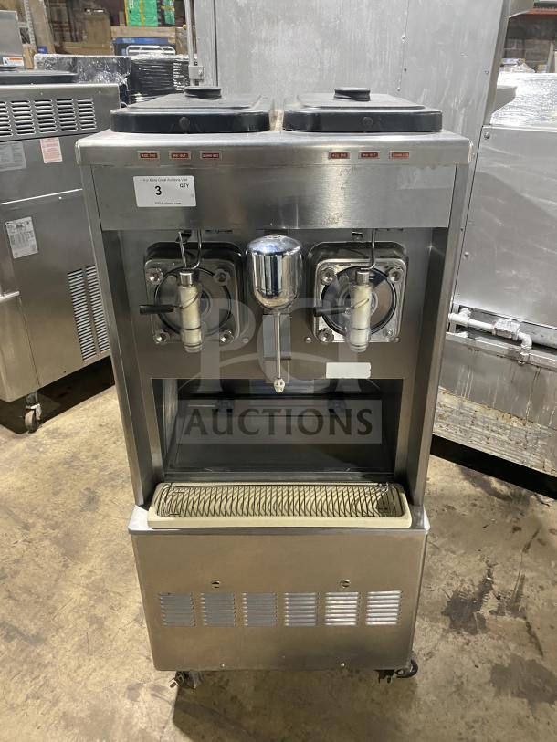 Taylor 342D-27 commercial stainless steel frozen drink machine, dual flavor capability, floor standing, on casters, 208-230V.