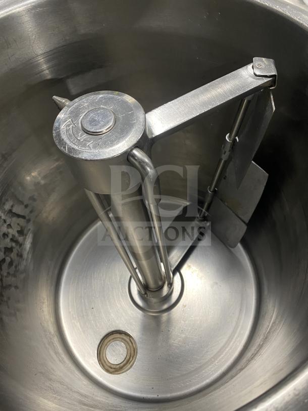 Carpigiani PASTOCREMA 55 cream cooker/pasteurizer, stainless steel, electric, on casters, 220V 3-phase, interior view.