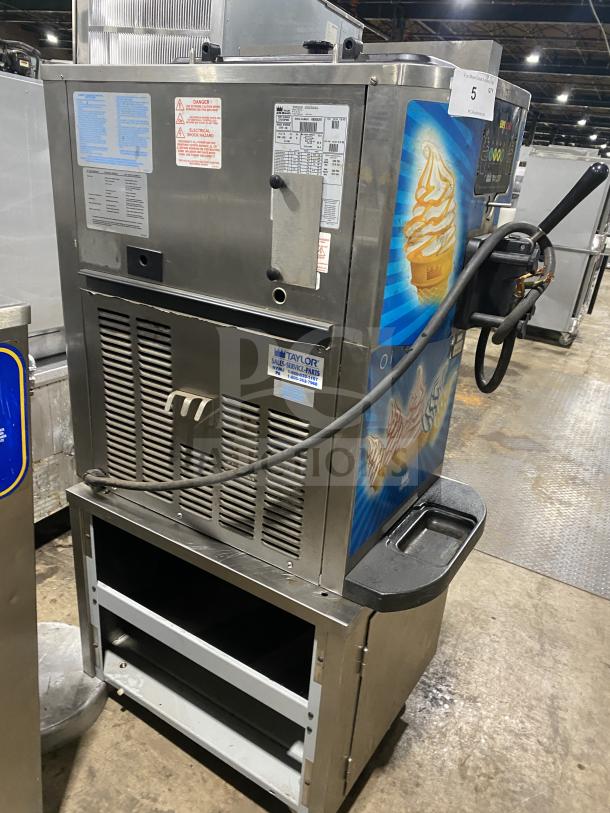 Taylor Crown C70733 stainless steel soft serve machine, single flavor, electric, on casters, tag SN: K8085397, 208-230V, 3 phase.