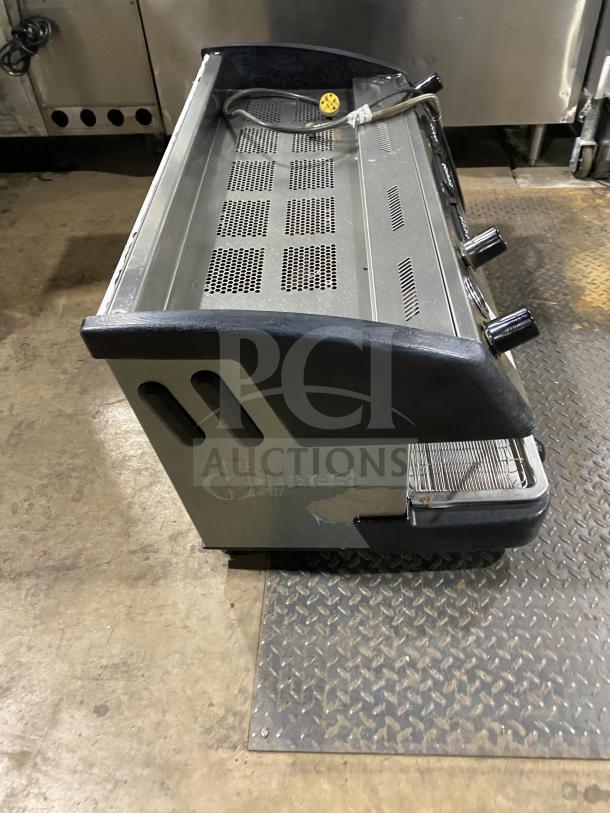 Danesi CONTROL3GR commercial espresso machine, stainless steel, 3-group, with porta filter handles. 220V, used condition.