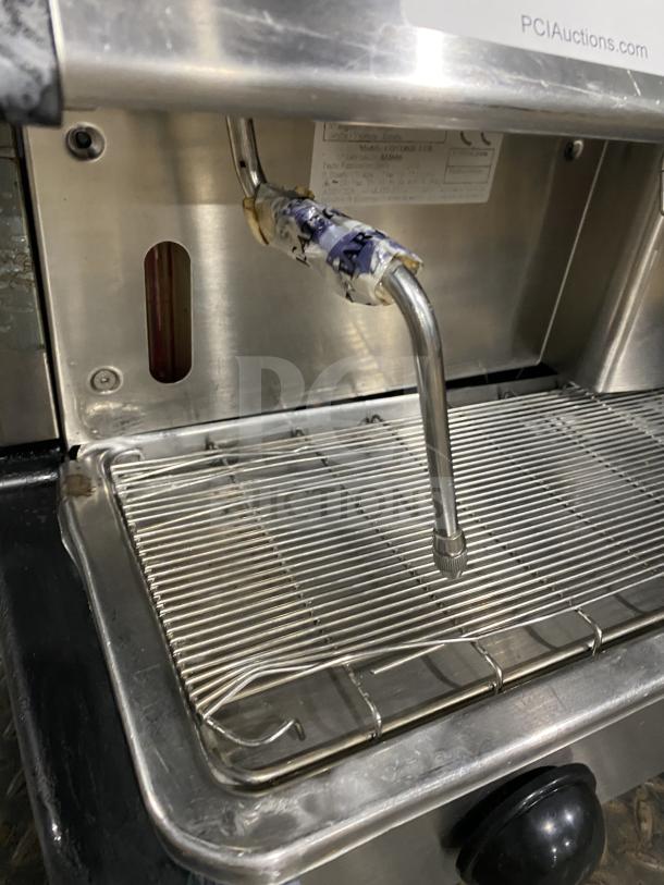 Danesi CONTROL3GR commercial espresso machine; stainless steel, 3-group, countertop model, with porta filter handles, 220V.