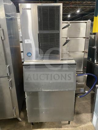 Hoshizaki KM-515MAH ice machine, stainless steel, crescent-cube style, air-cooled, electric, on legs, model KM-515MAH.