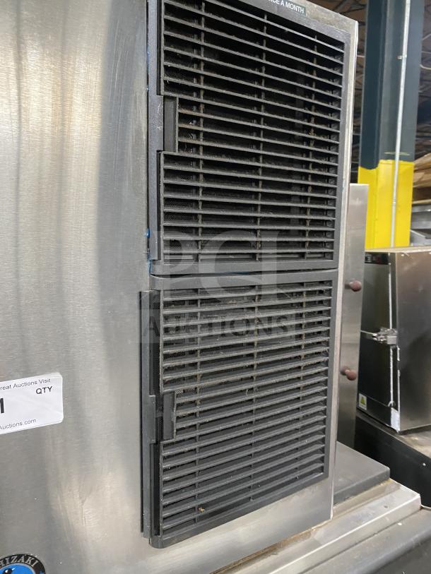Hoshizaki KM-515MAH ice maker, stainless steel, crescent-cube style. Air-cooled, electric, on legs, SN: C10951G.