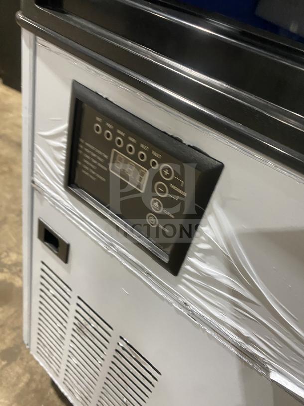 2020 Coldline ICE120-HA stainless steel ice maker, excellent condition, control panel visible, on legs, 115V power.