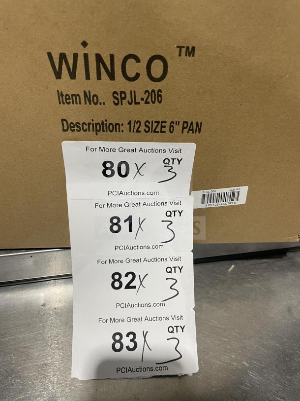 Winco SPJL-206 commercial stainless steel half-size 6" deep anti-jam steamtable pan, brand new in box.