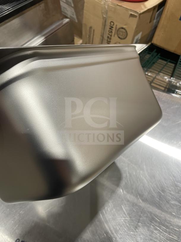 Winco stainless steel half-size anti-jam hotel pan, Model SPJL-206, brand new, 6" deep, commercial grade.