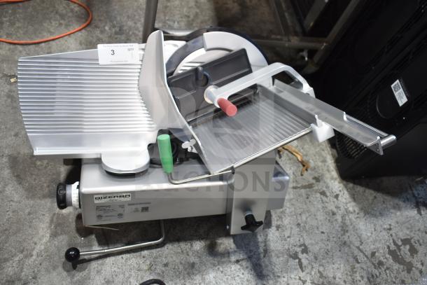2023 Bizerba GSP HD commercial meat slicer, countertop model, 120V, 1 phase. Excellent condition, visible brand label.
