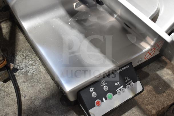 2023 Bizerba GSP HD commercial meat slicer, 120V, 1 phase. Stainless steel, digital controls, countertop model.