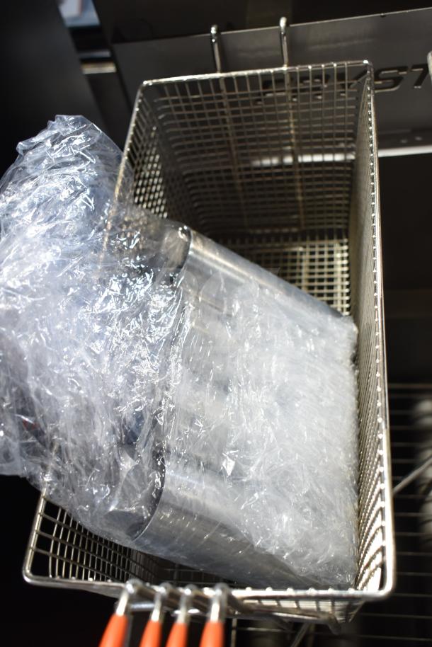 Brand new Sierra FRYSTAR500 commercial deep fat fryer basket in packaging. Natural gas, 30,000 BTU, minor scratches.