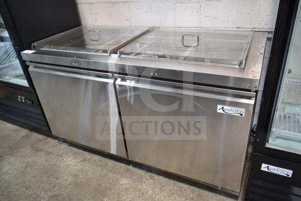 Brand new Avantco 178SSCFT60HC 60" stainless steel refrigerated salad bar on commercial casters, 115V, 1 Phase.