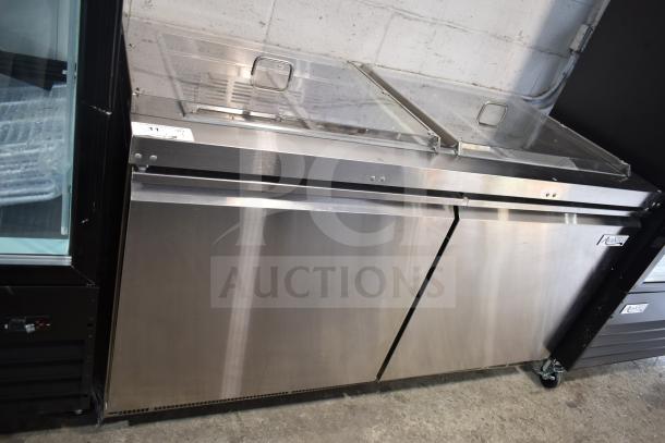 Avantco 178SSCFT60HC 60" stainless steel refrigerated salad bar, new scratch and dent, on commercial casters, 115V.