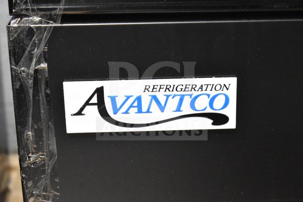 Brand new Avantco 178GDC40HCB 2025 commercial cooler, 2-door, 115V, 1-phase, on casters, minor scratches and dents.