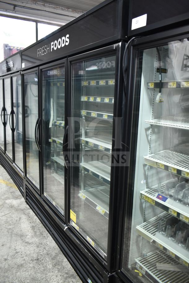 2017 True GDM-72-HC commercial 3-door cooler merchandiser, black frame, glass doors, tested, working, 115V, 1 phase.