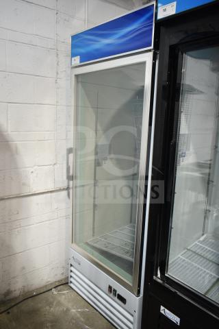 Avantco 178GDC24FHCW white glass door freezer, new with scratches and dents, LED lighting, 115V, 1 phase.