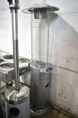 Brand new Backyard Pro RNDFHSTL steel round patio heater with glass tube, 46,000 BTU, minor scratches.