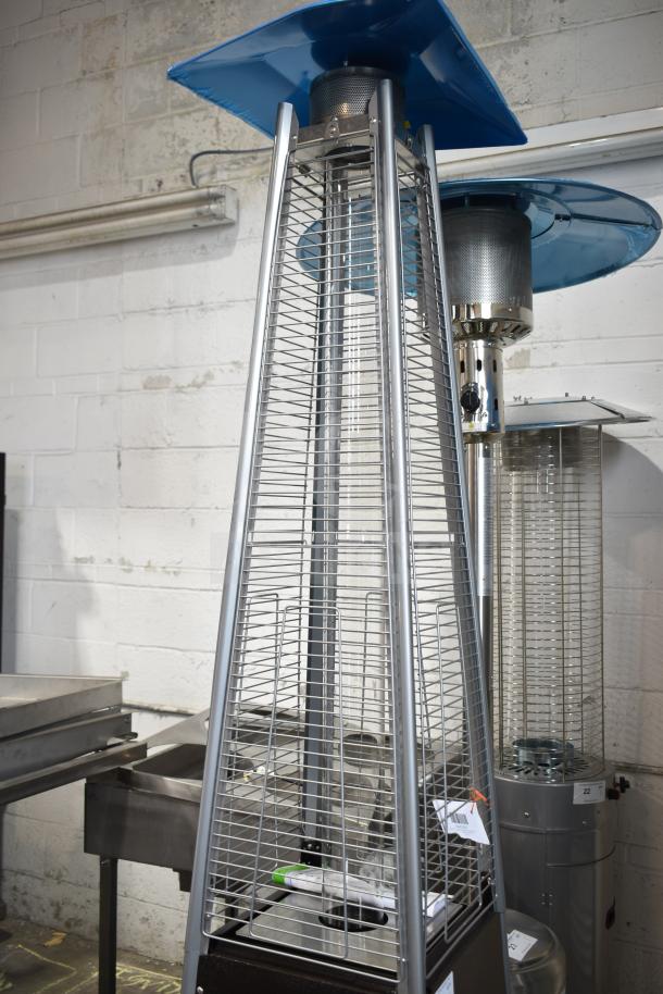 Brand new Backyard Pro Courtyard Series bronze propane outdoor patio heater, model HPSQRBZ, with glass tube, 40,000 BTU.