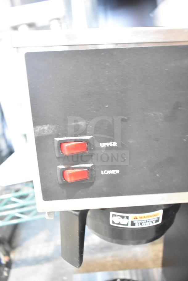 Bunn VPR Black 12 Cup Pourover Coffee Brewer with upper and lower warmer switches, model 33200.0015, 120V, 1 phase.