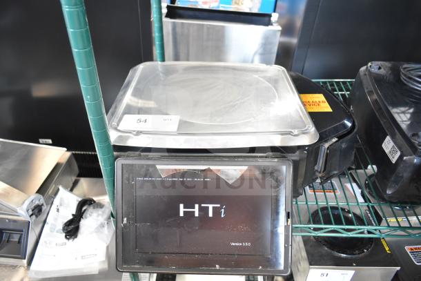 2017 Hobart HTi-7LH26 commercial food portioning scale, tested and working, stainless steel platform, touchscreen display.
