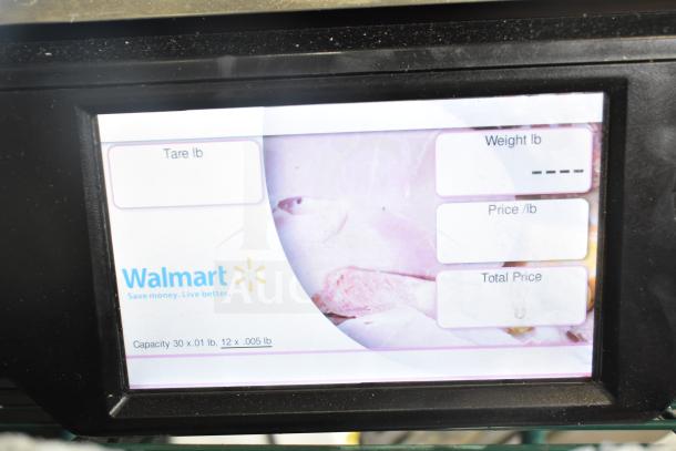 2016 Hobart HTi-7LH26 scale, used; screen damage visible. Missing power cord. Capacity 30 x 0.01 lb, 12 x 0.005 lb.