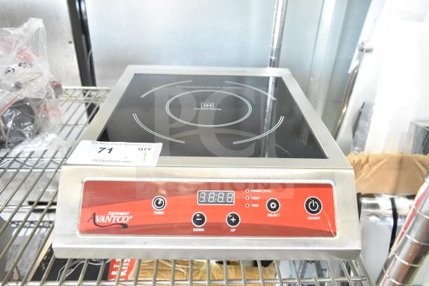 Brand new Avantco 177IC3500 countertop induction range, 208-240 volts, scratch and dent, digital controls, durable surface.