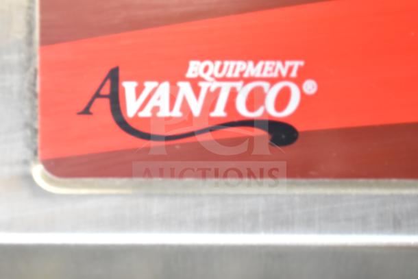 Alt text: Avantco label on a countertop induction range model 177IC3500, indicating brand and equipment type.
