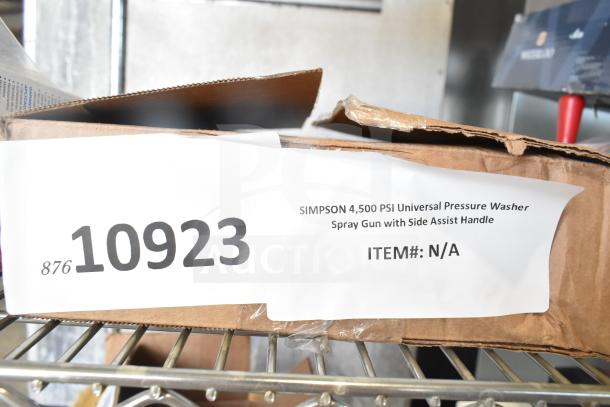 BRAND NEW SCRATCH AND DENT! Simpson 4,500 PSI pressure washer spray gun with side assist handle in a cardboard box.