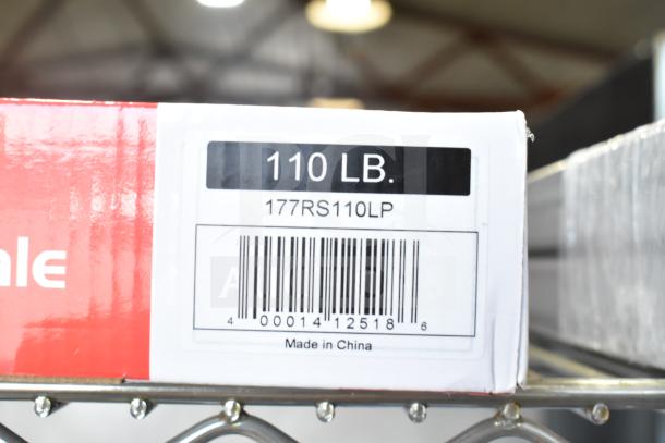 BRAND NEW SCRATCH AND DENT! 177RS110LP Galaxy RS110LP 110 lb. Digital Scale with Remote Display. Box label shows model and weight.