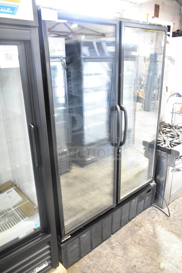 Master-Bilt BLG-48-HGP 2-door commercial freezer merchandiser, glass doors, metal frame, in good condition, 115/208-230V, 1 Phase.