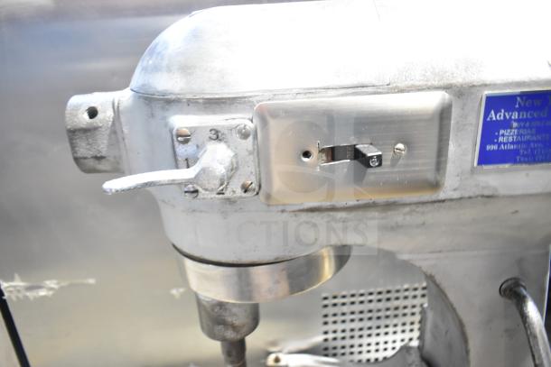 Hobart A200 Commercial 20 Quart Planetary Dough Mixer, 115V, 1 Phase, showing speed lever and metal finish.