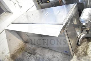 Atosa Commercial Prep Table, stainless steel, 115 volts, 1 phase, with dual top access doors, in good condition.