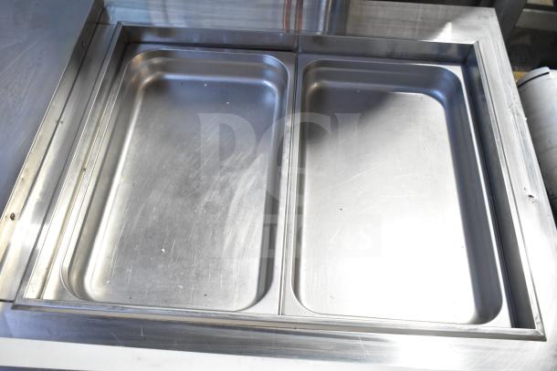 Atosa Commercial Prep Table, stainless steel, dual compartments, 115 volts, 1 phase, in used condition.