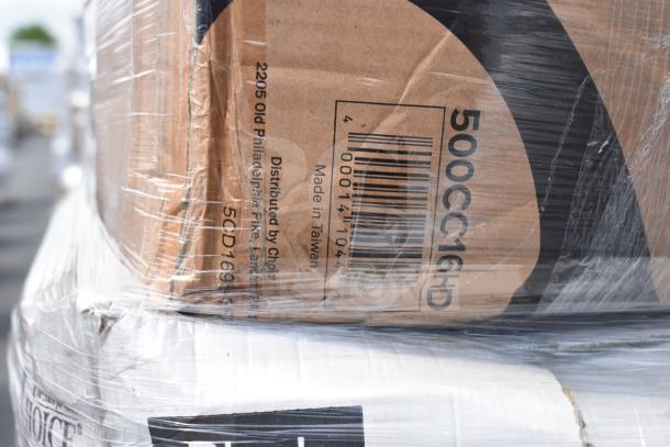 24 new scratch and dent items including bakery boxes. Stacked cardboard boxes with visible barcodes, "Made in Taiwan."