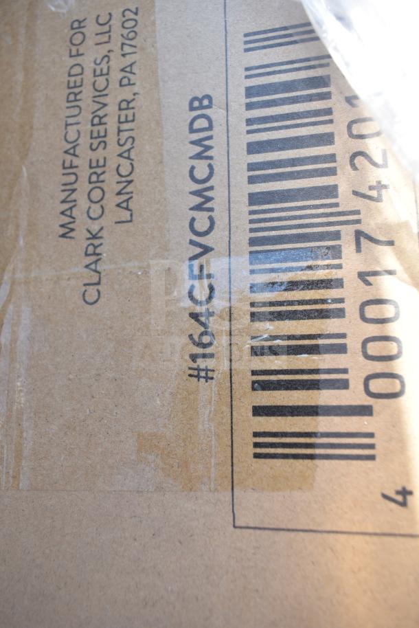Box with barcode and label for Clark Core Services, Lancaster, PA. Marked #164CFVCMDB. Contains 17 scratch and dent items.