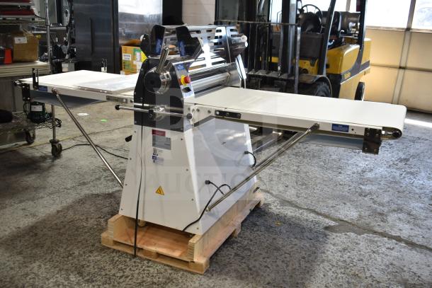 Brand new Estella DSF94 94" reversible dough sheeter, 110V, 1 phase, minor scratches. Model 348DSF94.